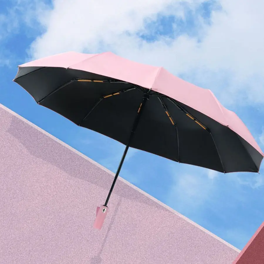 Hot Selling Auto Open Travel Portable Folding Umbrella, Windproof Fully-Automatic 190t Nylon, Classic Dark Blue Coating, Outside Rain Umbrellas, Perfect for Outdoor Use