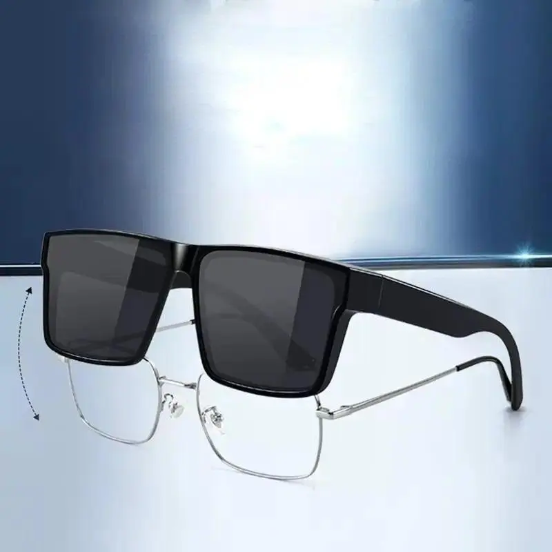 XUH Oversized Fit-Over Polarized Sunglasses - UV400 Anti-Ultraviolet Protection, Edgeless Dark-Lensed, Wear Over Prescription Myopia Eyeglasses, for Women & Black Men, Sunglasses For Women, Anti-Ultraviolet Men's Sunglasses