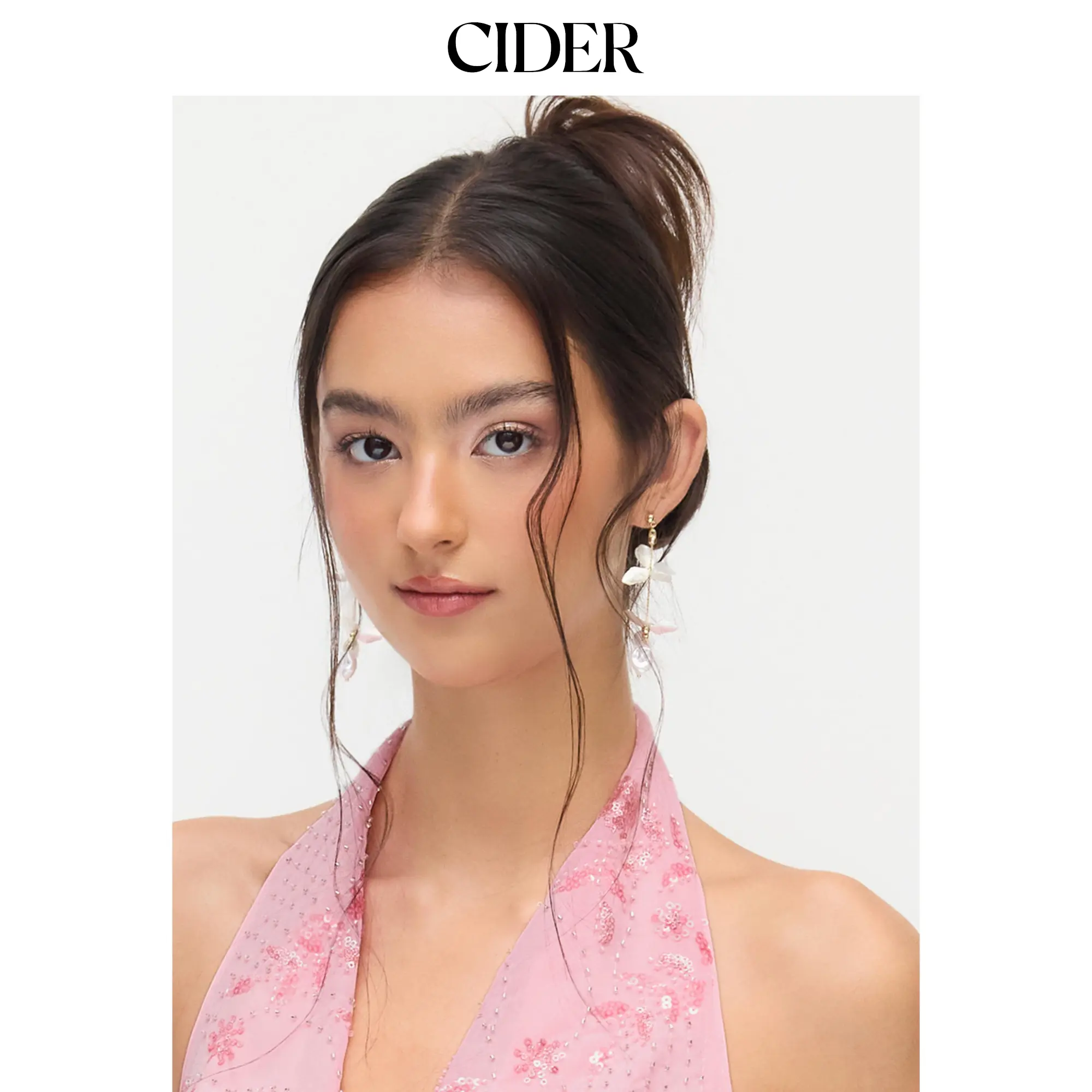 Cider FAUX PEARL PETAL DROP EARRINGS