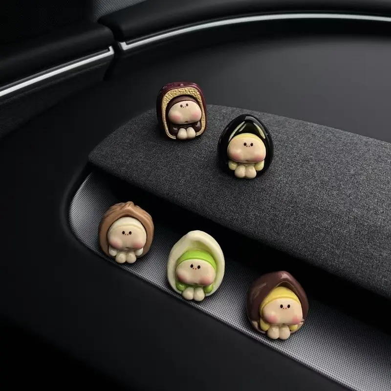 5pcs Adorable Adult Nut Car Decorations, Healing Nut Figurines, Rearview Mirror Ornament, Dashboard Decoration, Office Desk Decor