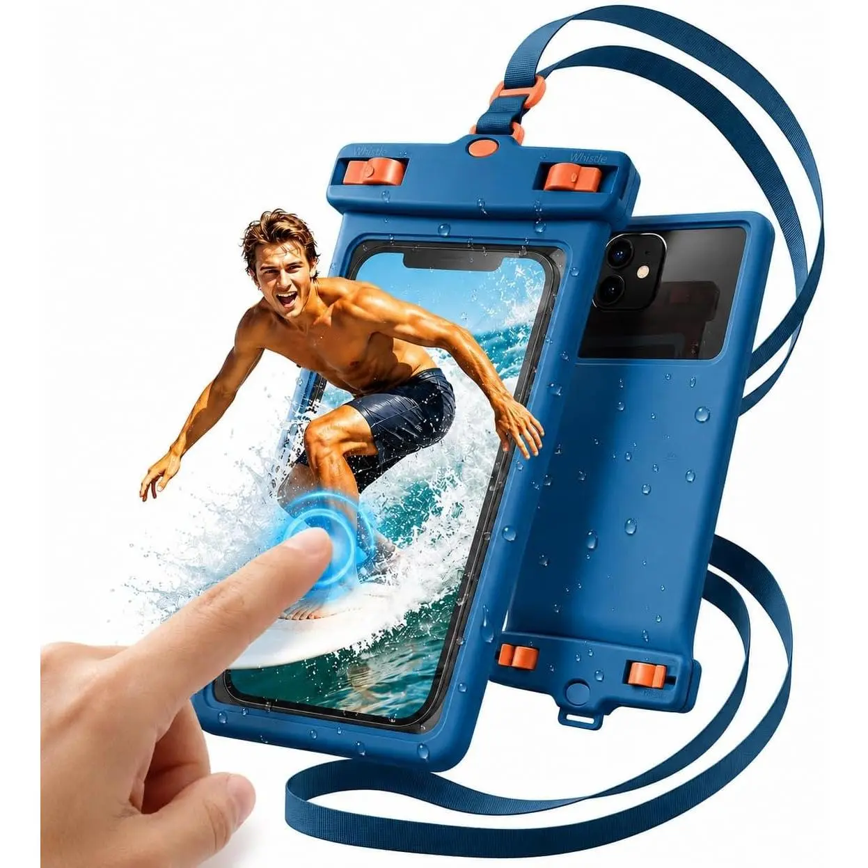 Phone Pouch Case,IPX8 100FT Underwater Cell Phone Dry Bag,Soft TPU   Screen Protector with Lanyard,Fits  17-11 Pro Max Plus,Galaxy S25,for Fishing Pool River(Blue)