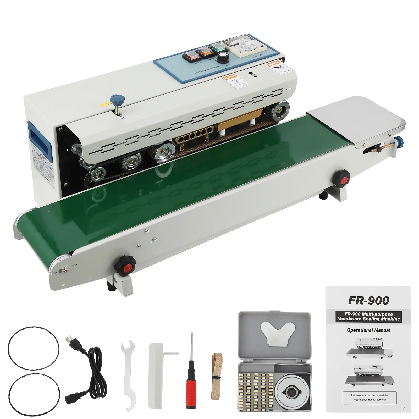Automatic Continuous Band Sealing Machine, Horizontal Commercial Sealer with Digital Temperature Control, 110V Food Packing Appliance for PP, Aluminum Foil, PVC & Plastic Bags
