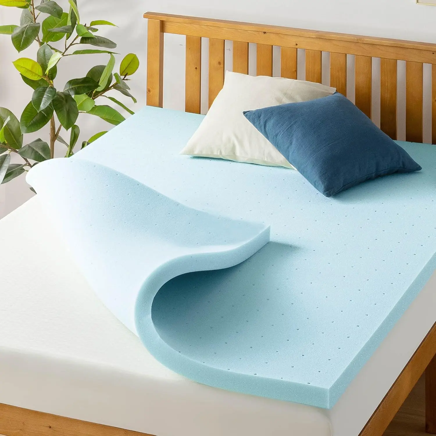 2-inch Ventilated Gel Topper - Full, Dorm, Blue
