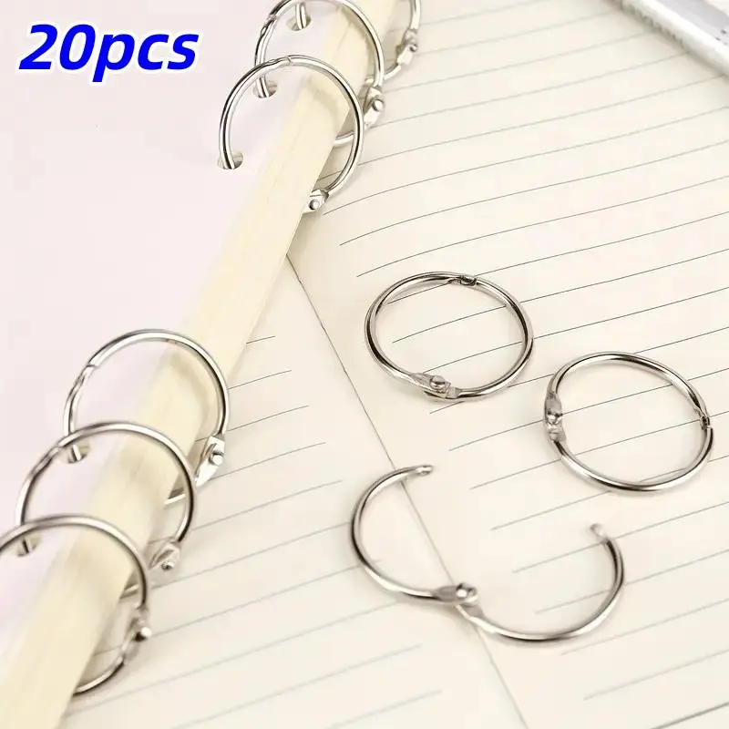 20-Piece Durable Metal Book Rings, Card Clips, Binder Rings, Open Loop Buckles, Ring Binding Clips, Calendar Iron Rings, Organizing Documents, New Condition