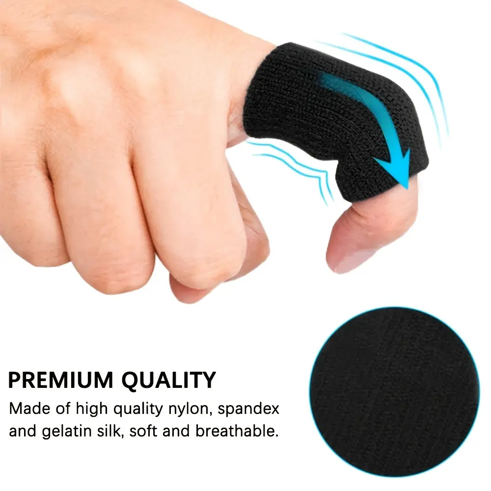 10-Piece High Elastic Finger and Thumb Support Cover - Breathable Nylon Blend Compression Wrap for Relief, Trigger Finger Assist, Sports Protection - Ideal for Basketball, Volleyball, Badminton - One Size Fits Best