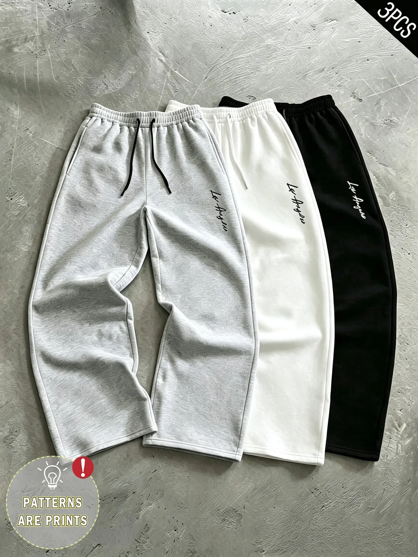 Unisex Graphic Pants Set, Los Angeles Embroidered Wide Leg Sweatpants, Elastic Drawstring Waist, Side Pockets, Soft Knit Fabric, Casual Streetwear