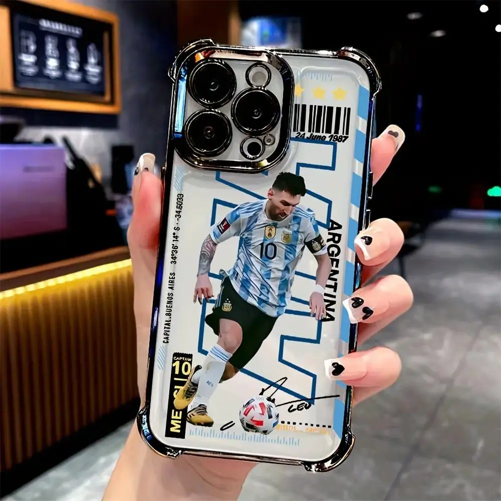 Colorful Personalized Football Player Transparent Soft Protective Case - Drop-Protection Phone Cover for iPhone 17,16,15,14,13,12,11,Pro,Max,Plus Mobile Device Accessories