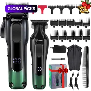 Professional LCD Display Hair Clipper Kit, 1 Set Electric Beard Trimmer for Men, Cordless Barber Clippers for Salon, USB Rechargeable Hair Trimmer Set