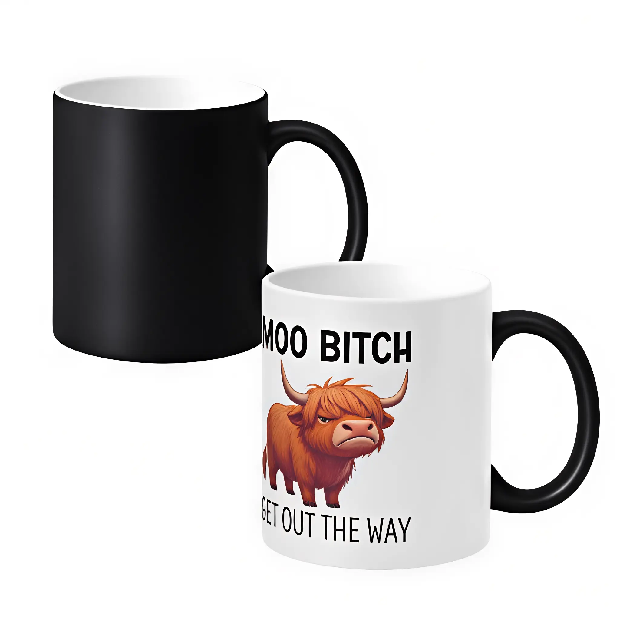Moo Get Out The Way Color Changing Mug - Funny Sassy Cow Print Coffee Cup for Friends, 11oz