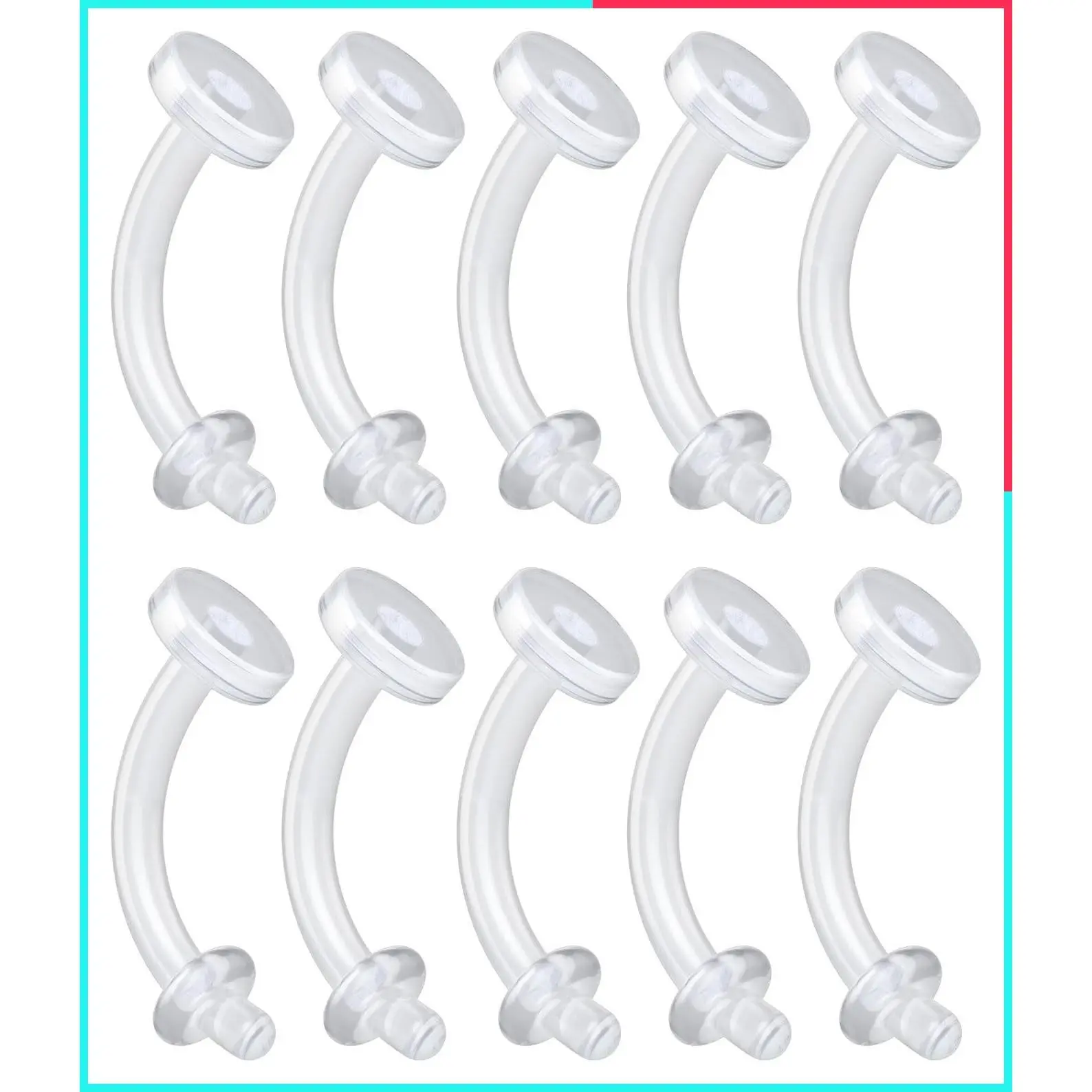 14g 10mm Hypoallergenic Bioflex Belly Button Rings - Clear Invisible Silicone Navel Retainers for Women, 8 Pack, Ideal for Surgery, Sports & Work