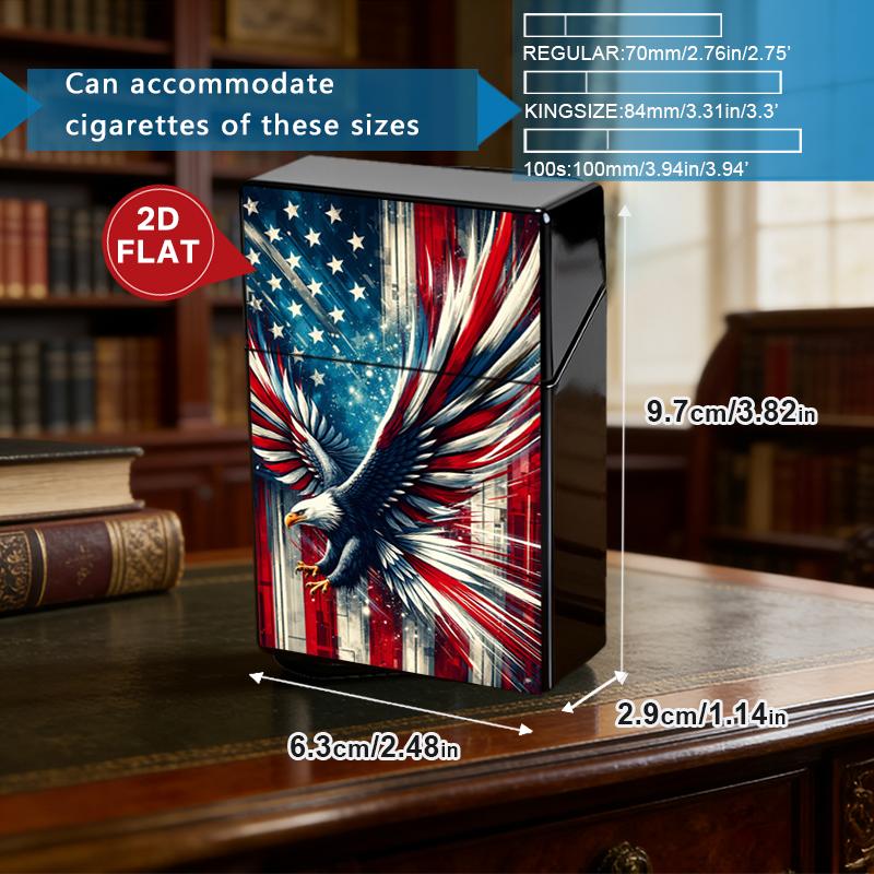 Vintage American Bald Eagle US Flag Cigarette Pack Case + Lighter Shell, Distressed Flag Design, Proud American Gift for Him, Memorial Day Accessory
