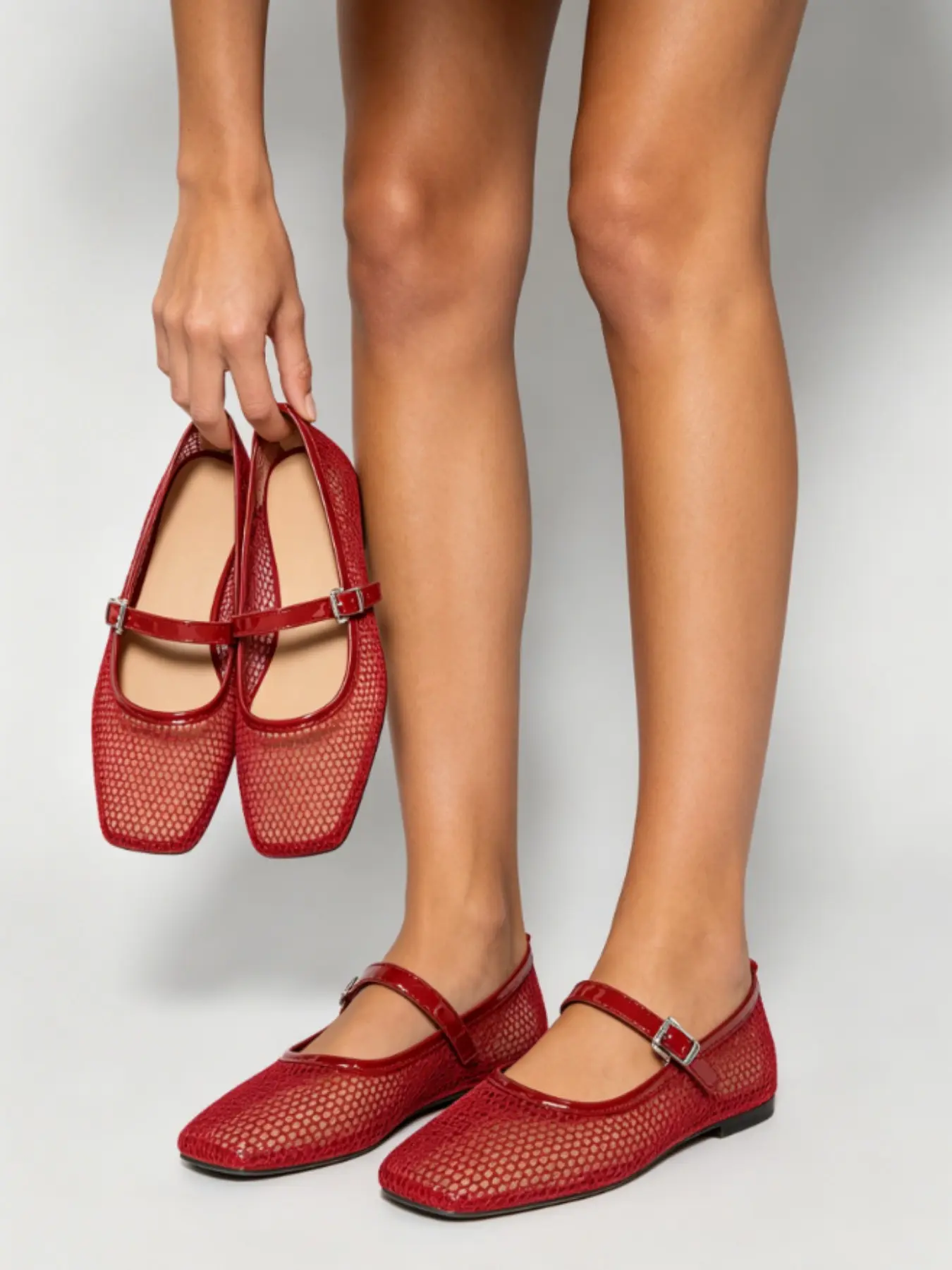Breathable Mesh Women's Stylish Mary Jane Style Shoes, 6 Colors Available, Square Toe, Less Than Ankle Height, Perfect for Jeans, Dresses, Shorts, Summer Footwear