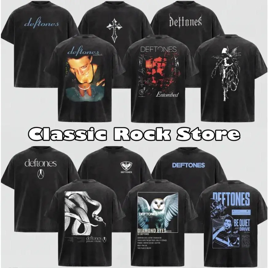 [KM 100%cotton] Retro Limited Deftones Entombed Heavy Metal , Deftones rock band , metal band , rock tour t-, alternative band merch, trending t-, 90s graphic tee, vintage graphic tee, grunge aesthetic , classic rock merch funny shirts humortee,Streetwear