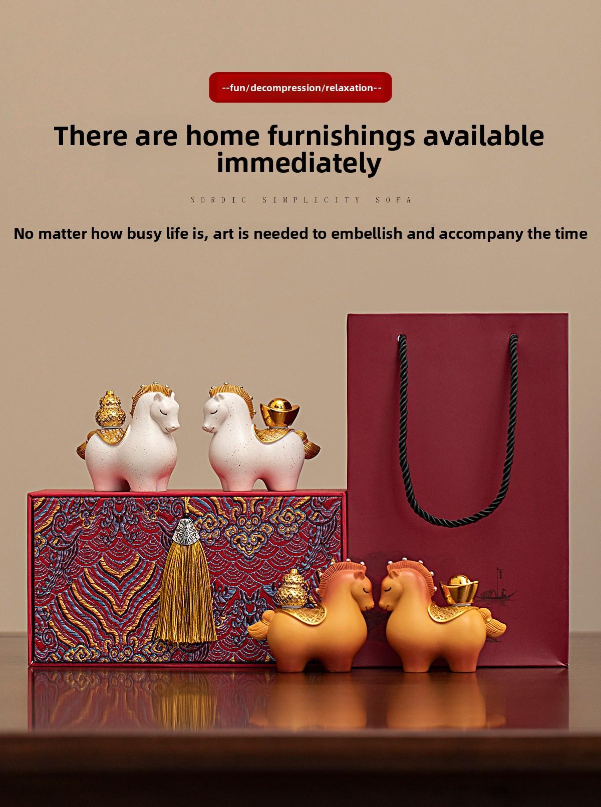 Oriental Art Small Horse Decorative Ornament Desktop Decoration Handicraft Party Favor Gift Birthday Present Welcome Gift