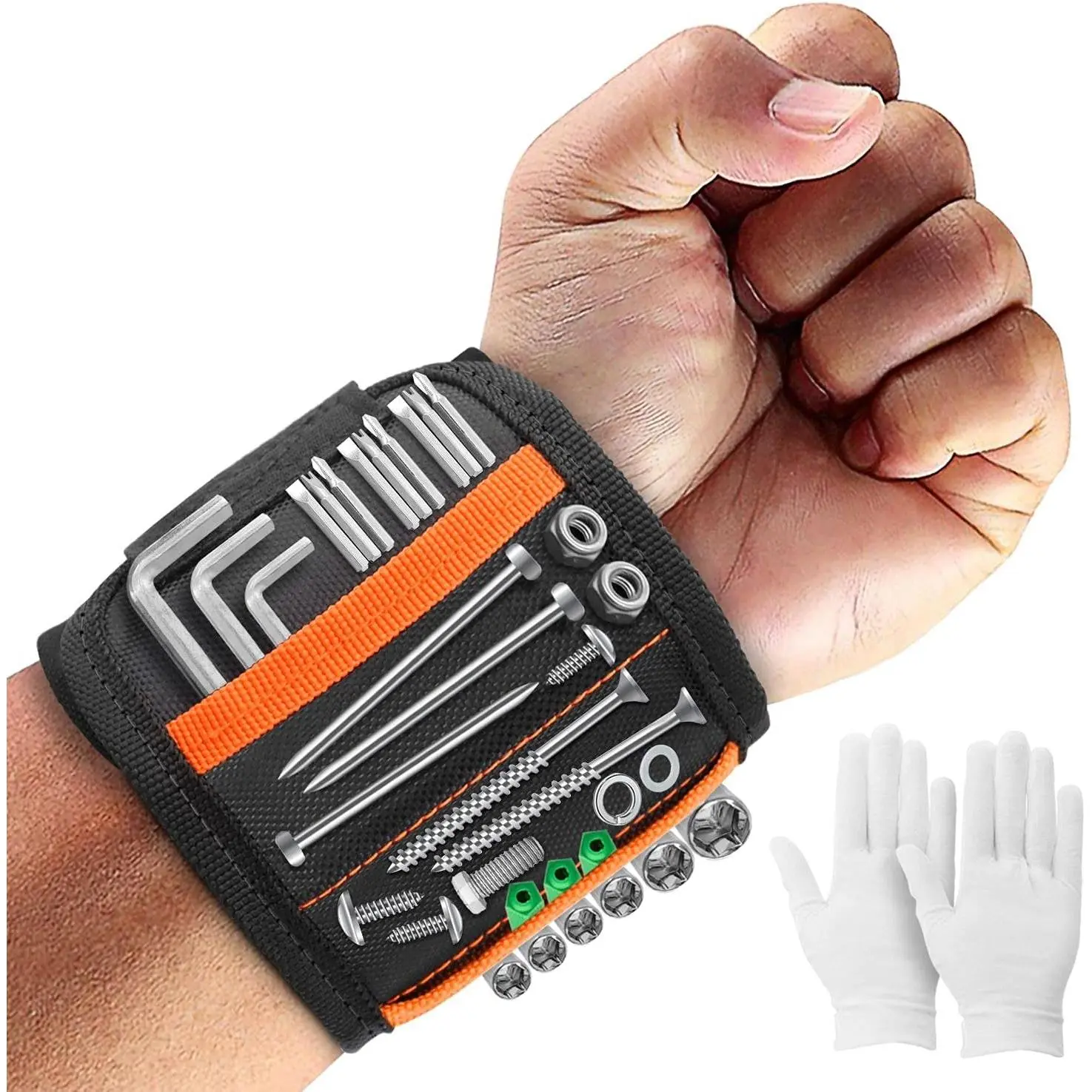 Wristband with 15  , Tool Belt  Wrist band for Holding Screws, Nails, Drill Bits,  Gifts Gadgets for Men, Father/Dad, Husband and Carpenters