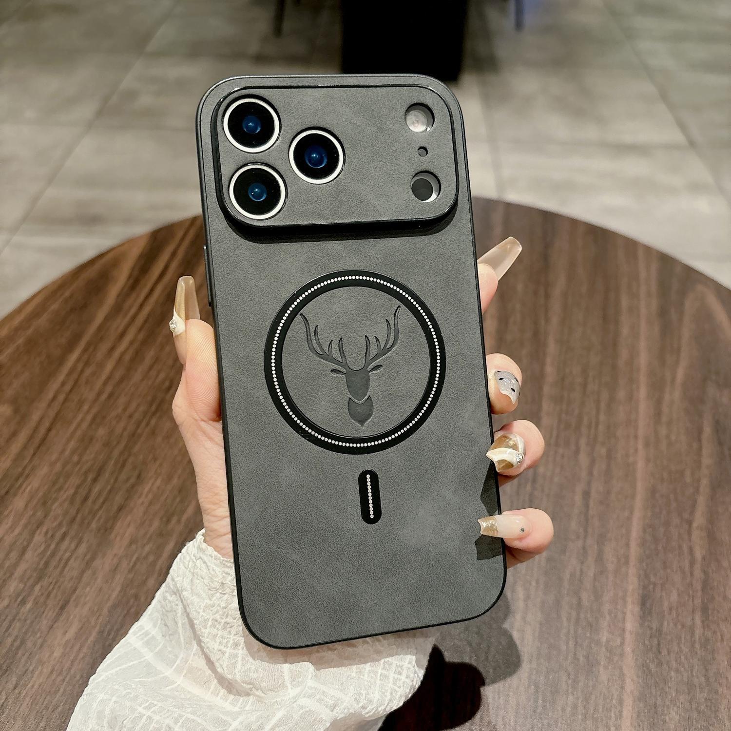 For iPhone 17 Pro Max16 15 14 13 12 Pro Max Shockproof Case Deer Design PU Leather Magnetic Bumper Case Compatible with Mag Safe Anti-Scratch Camera Protection