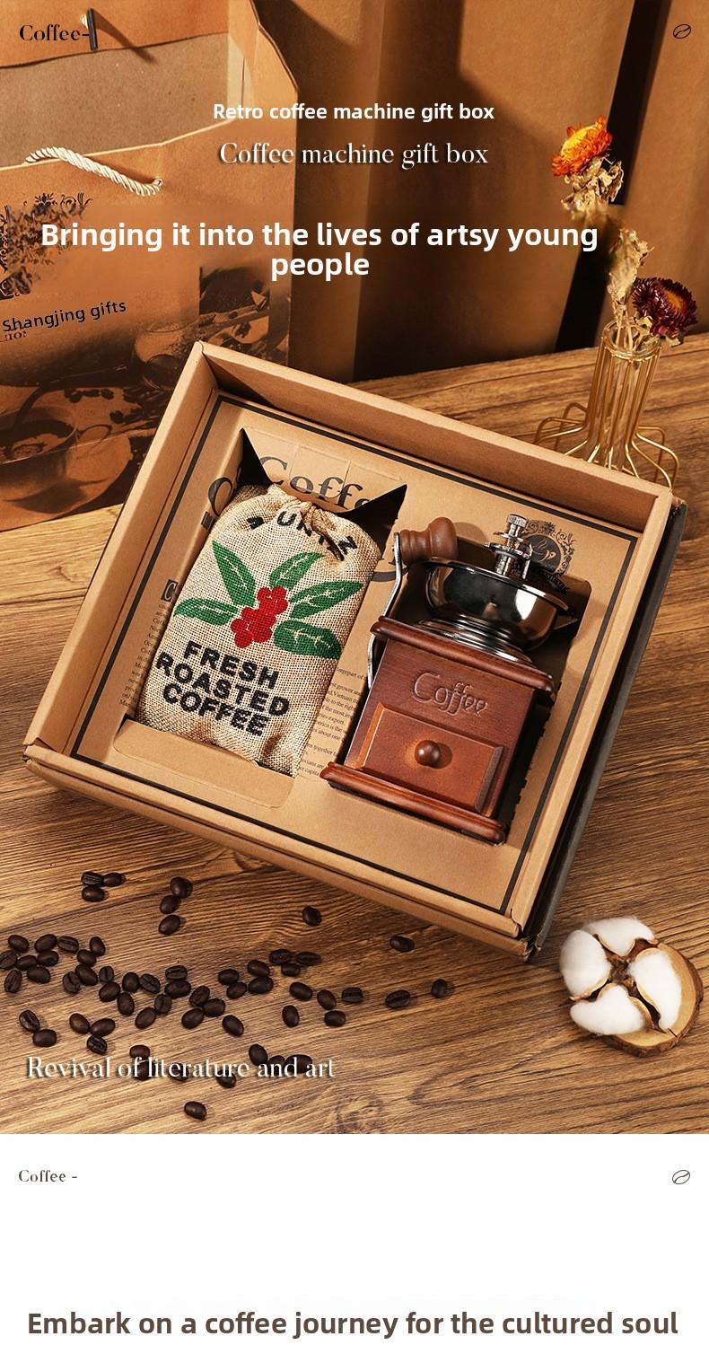 Hand-cranked coffee grinder gift set, grinder and French press pot set, coffee utensils for promotional gifts