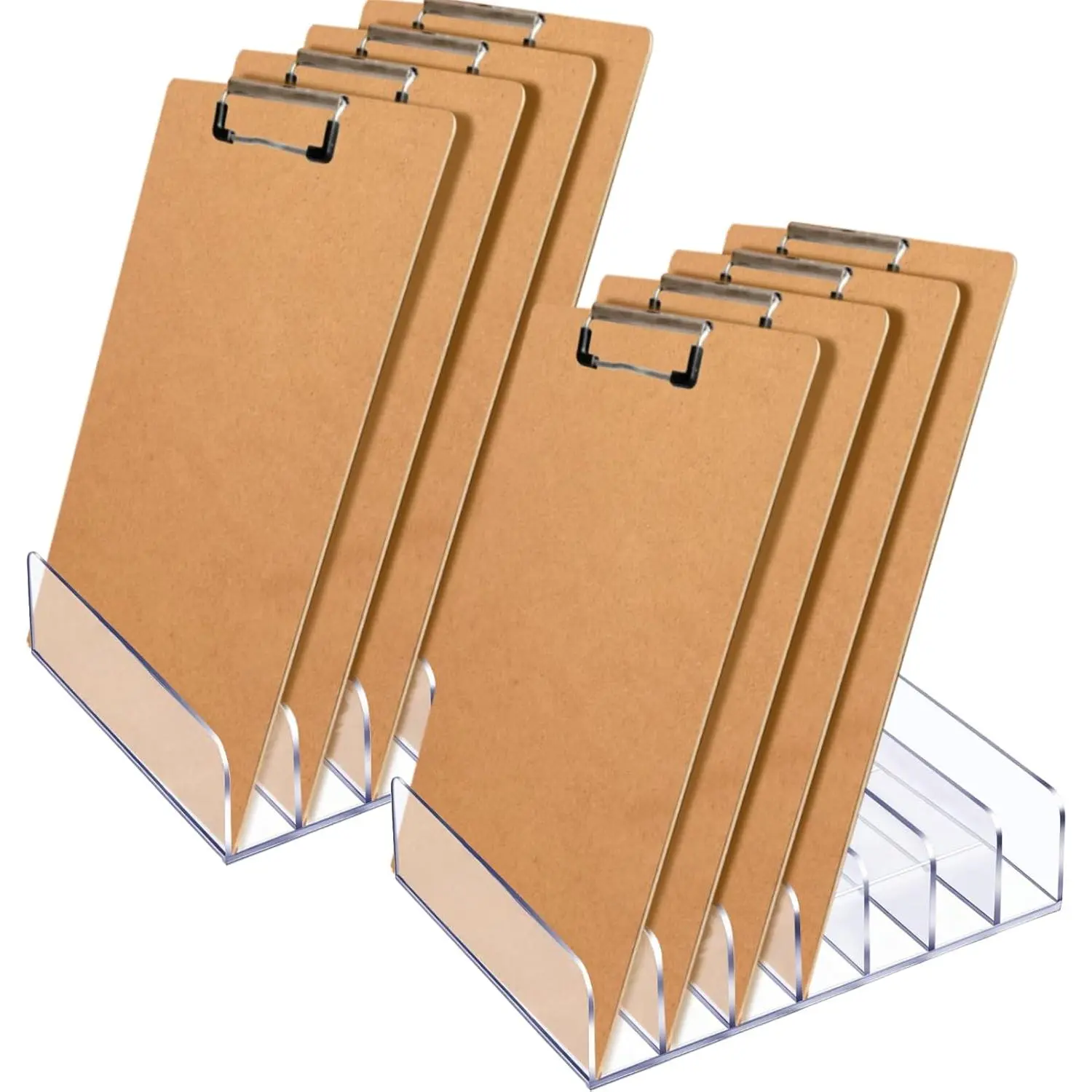 2-Count Multi-Slot Clipboard Storage Organizer, 7-Slot Office Filing Stand for Classroom Use, No-Assembly Holder for Teachers’ Documents, Papers, Menus & Receipts