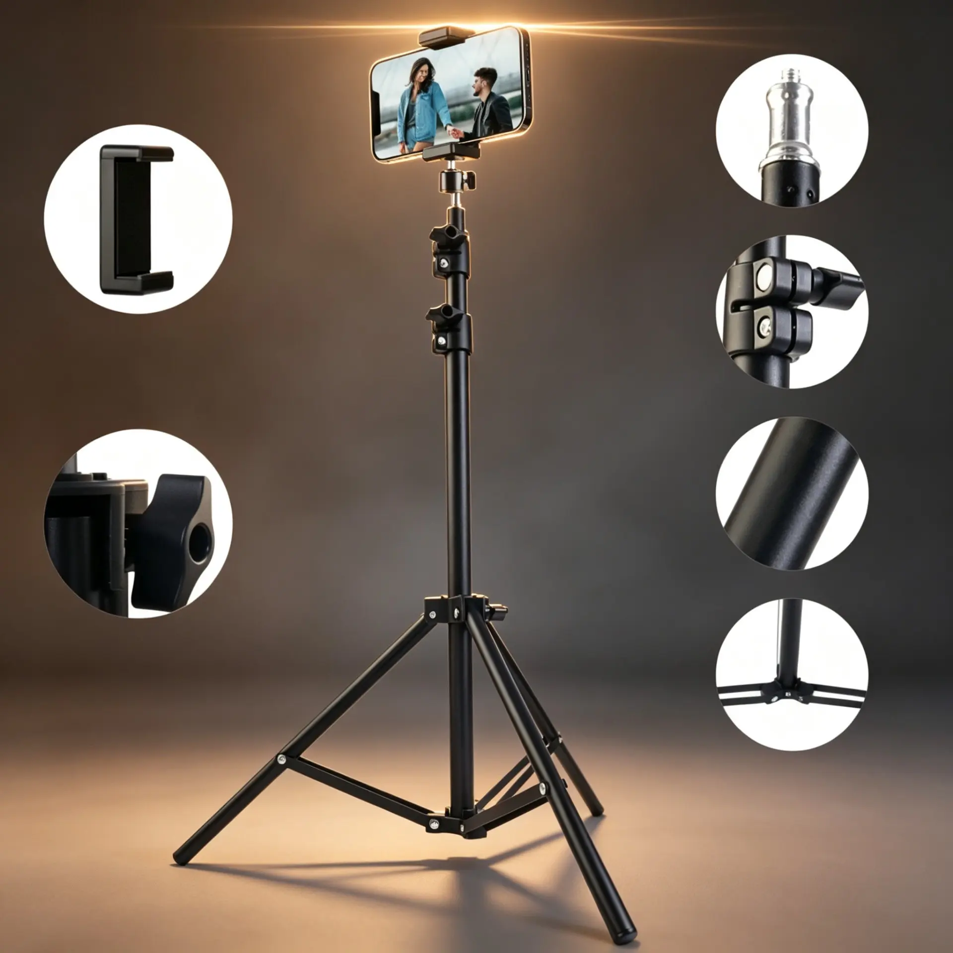 160cm Ultra-High Camera Tripod, Thick Solid Aluminum Alloy Extendable Pole, Quick Lock Height Adjustment, 360° Rotating Ball Head, Outdoor Use