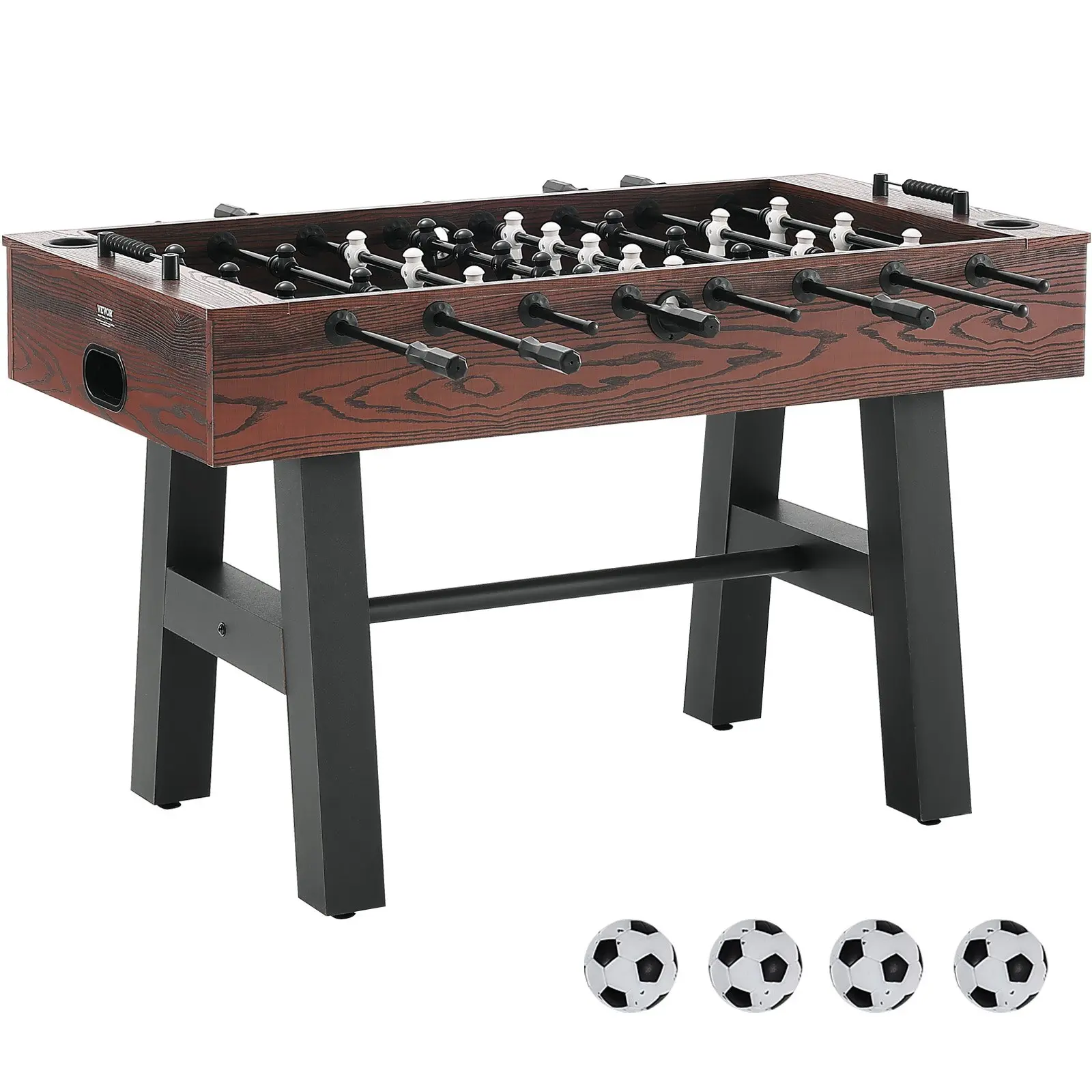 VEVOR Fiberboard Foosball Table, 55-in Standard Indoor Sports Game Table with Adjustable Legs, Anti-Slip Handles, 4 Balls, 2 Cup Holders, 55.1x28.6x34 in/1400x726x864 mm, Ideal for Friends, Family, Home Game Rooms