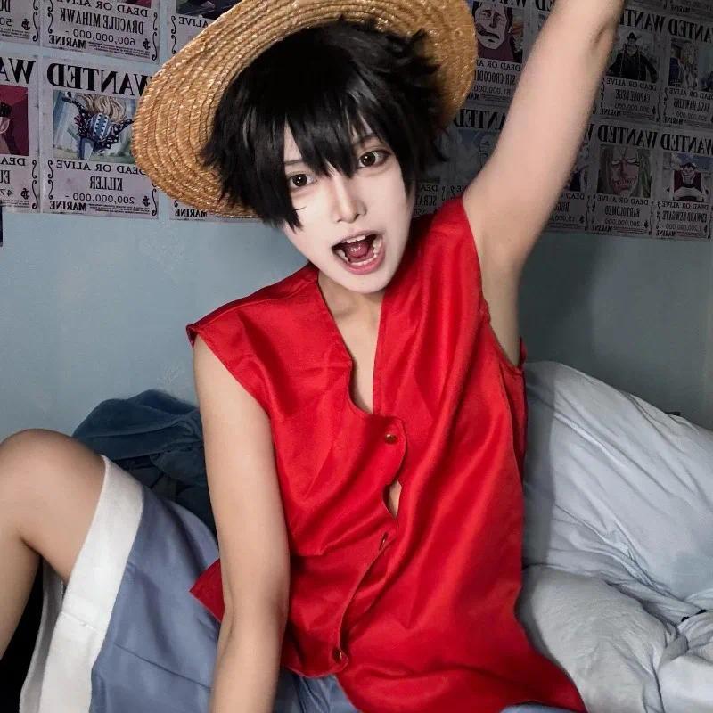 One Piece King Luffy Same Cosplay Hat Anime Cosplay Props Hats Stage Performance Accessories Neutral Sun Hats Parent-child Game