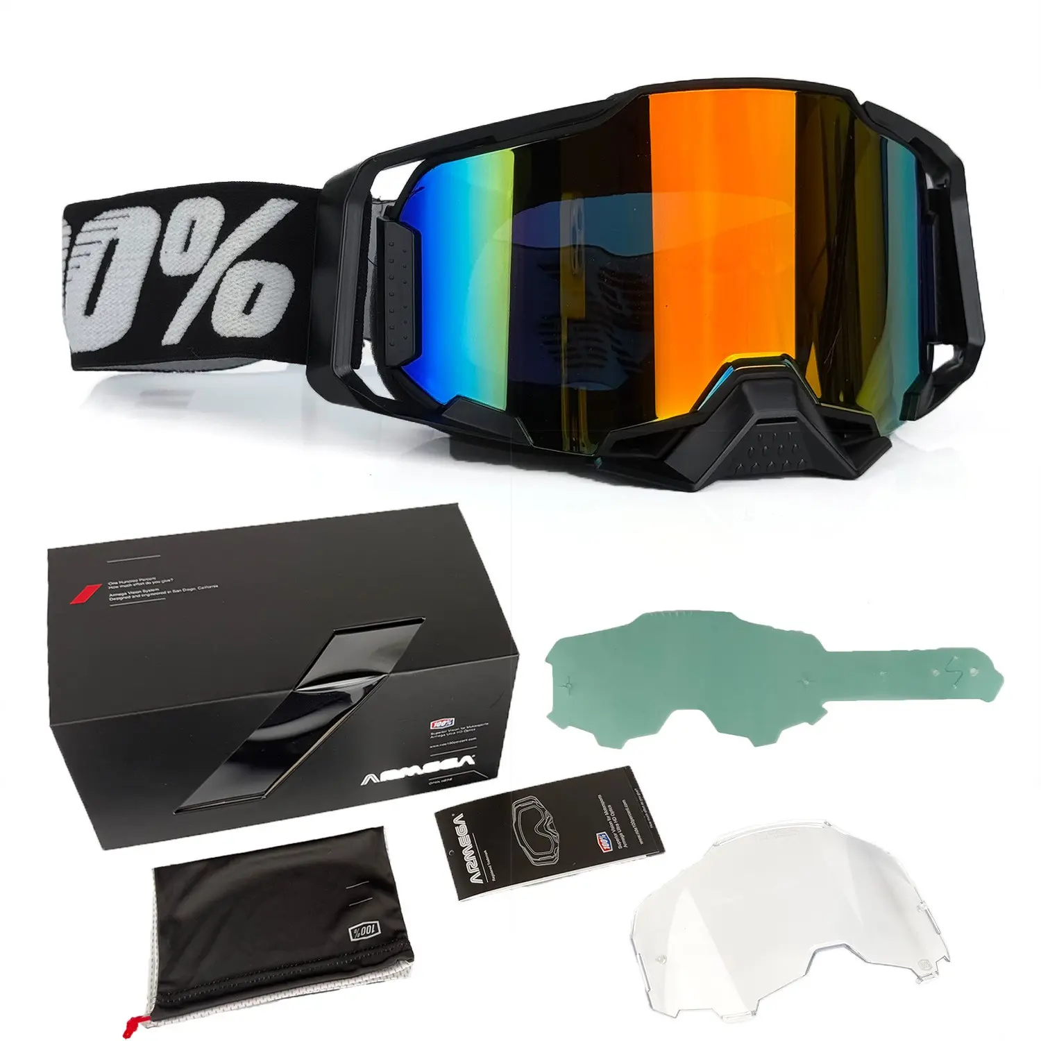 Quick-Detachable Lens Motorcycle Goggles, Motocross Goggles, Dirt Bike Goggles for Mx, Atv, Off-Road & Ski, Helmet Compatible Sports Glasses with Face Shield, Protective Gear