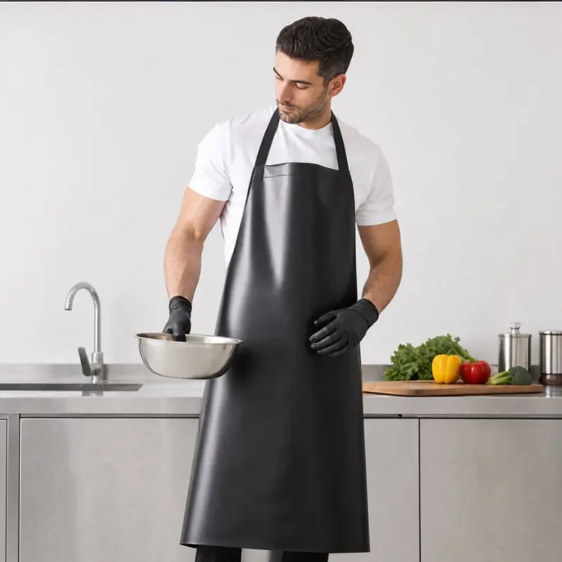 Heavy-Duty Rubber Vinyl Waterproof Apron for Adults, Chemical-Resistant Adjustable Work Apron for Kitchen, Dishwashing, Lab, BBQ & Butcher Use