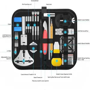 Watch Link Removal Kit, Watch Repair Tool Kit, Battery Replacement Tool Kit, Strap Adjustment, Case Opener, Spring Bar Tools, Pin Remover, Screwdriver, Watch Back Remover Holder, Tweezers, Suitable for Battery Replacement and Strap disassemble Leather