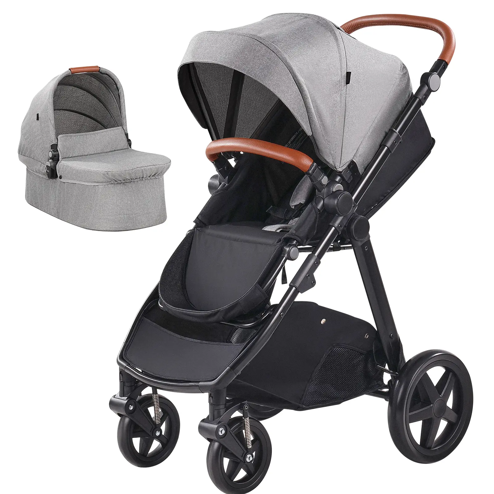 Travel System Stroller with Infant Bassinet, 50 lbs / 22.7 kg Maximum Baby Stroller Weight Capacity, Multi-Function Seat, EVA Tires, Versatile Use