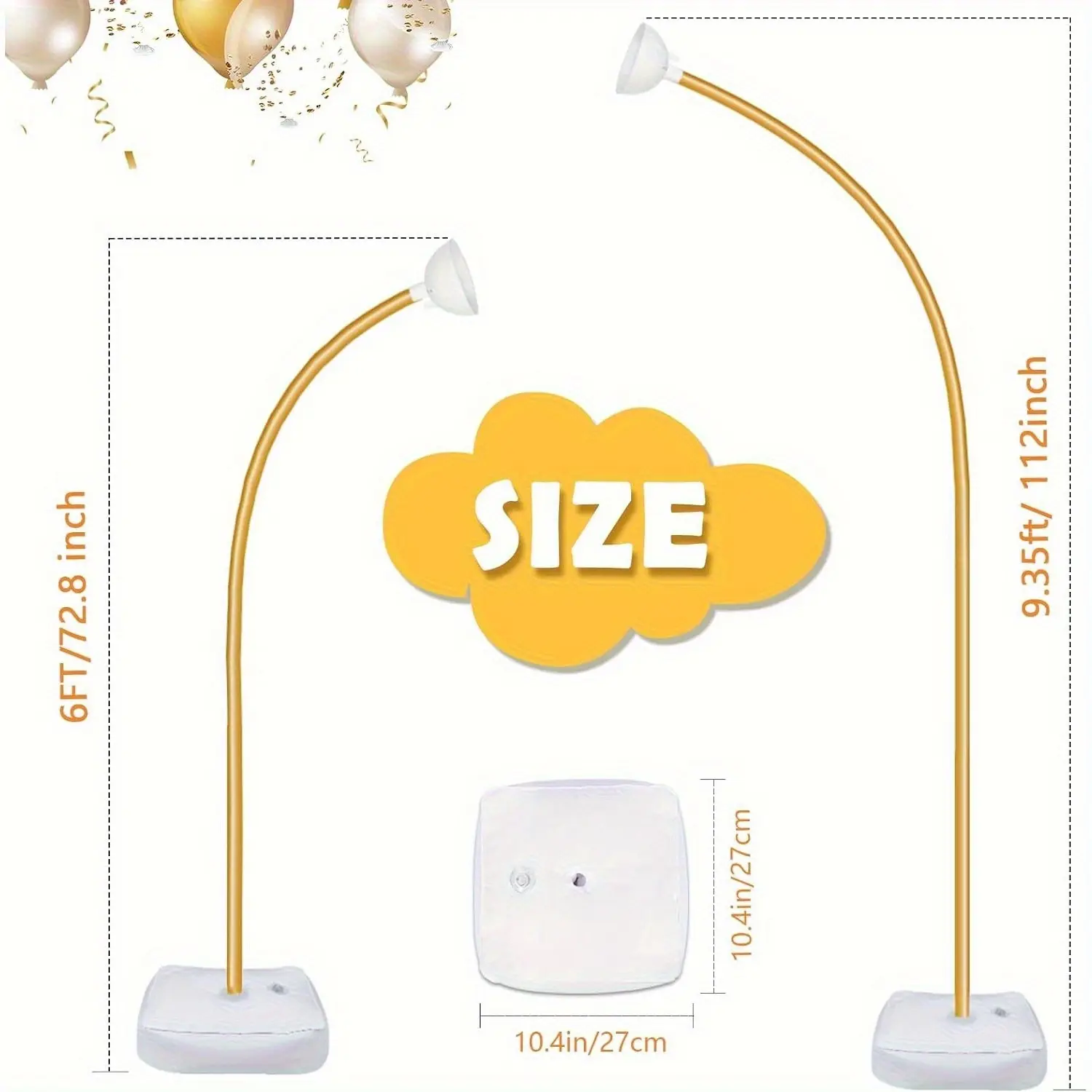 1pc/ 2 PCSBalloon Arch Kit, Balloon Arch With Base, 9.35 Feet And 6 Feet Tall, Freely Bendable Half Balloon Arch For Wedding, Birthday Party, Baptism, Yard Lawn And Graduation Celebration Decoration Suit