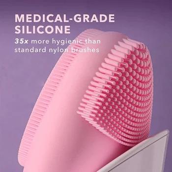 Extra-Gentle Smooth Waterproof  IPX6 Silicone Ultrasonic Facial Cleansing Brush Facial Deep Pore Skin Care Scrub Cleanser Tool