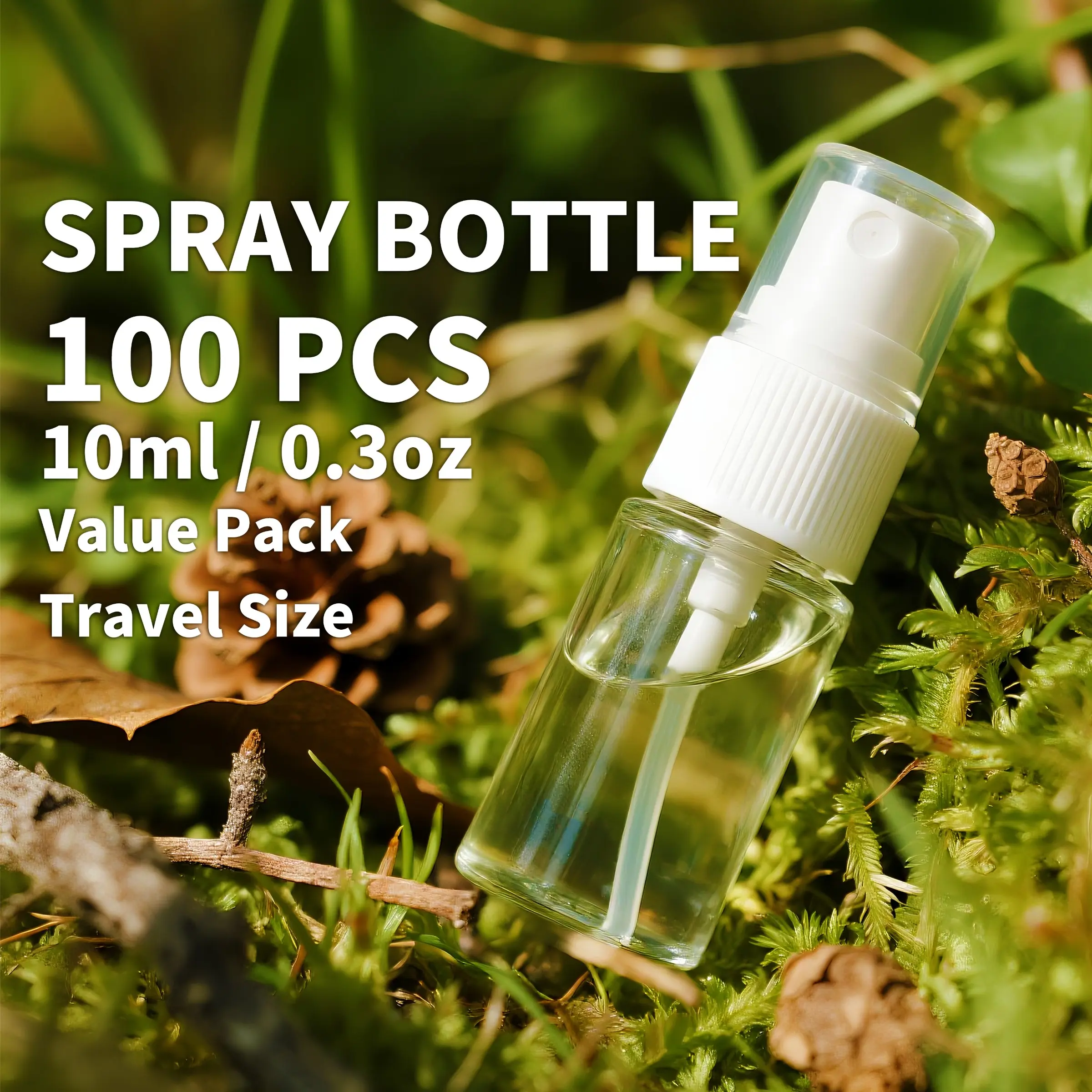 100pcs 10ml Empty Refillable Pocket Spray Bottle, Mini Travel Size Fine Mist Atomizer, Portable PET Plastic Perfume Sprayer for Essential Oil, Aromatherapy, Face Mist, Hair Mist, DIY Skincare, Makeup Setting Spray, On-the-Go Mister