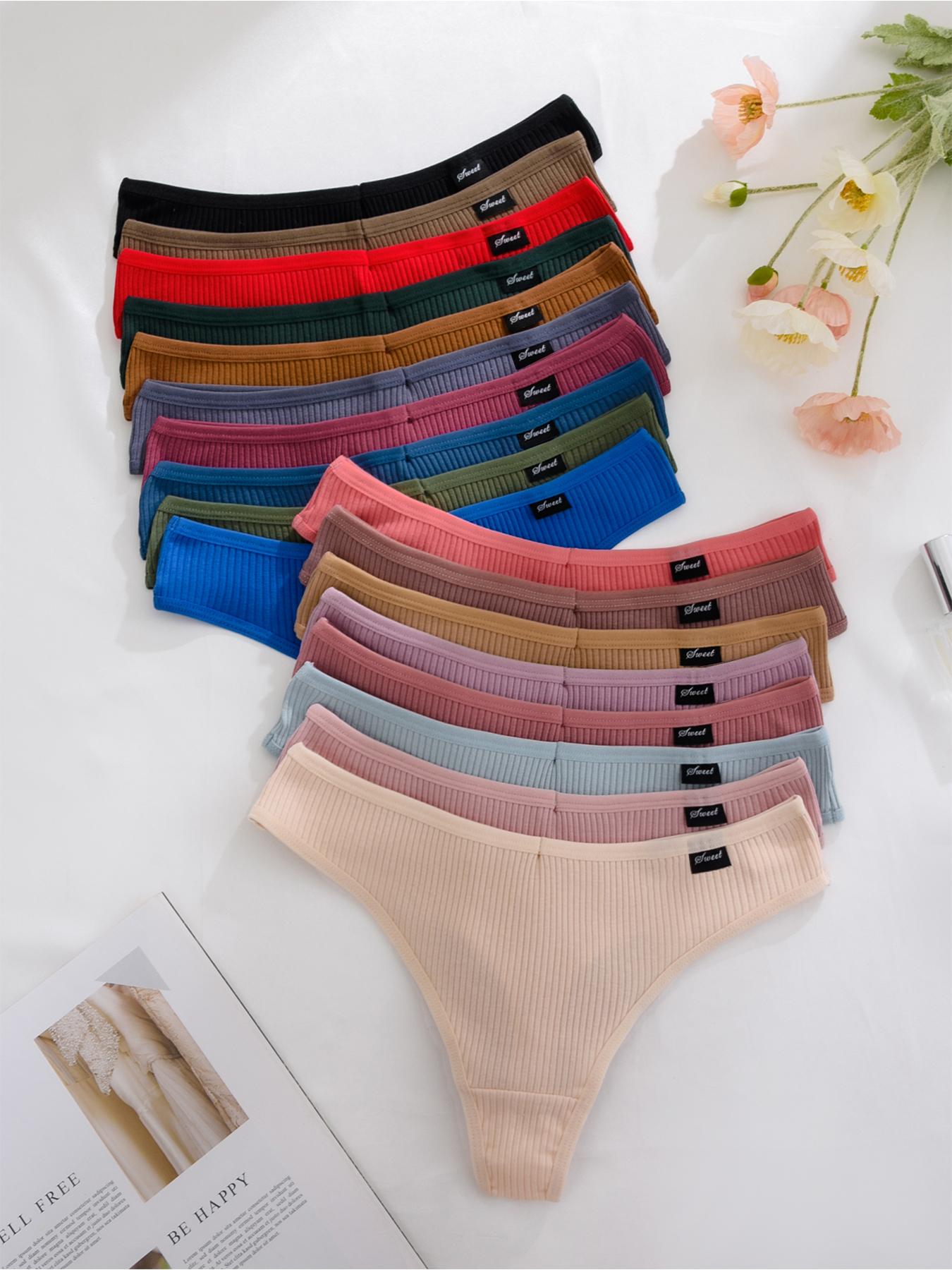 Women's Solid Color Thong, Soft Comfy Breathable Panty Casual Style Underwear for Daily Wear, Women's Underwear for All Seasons