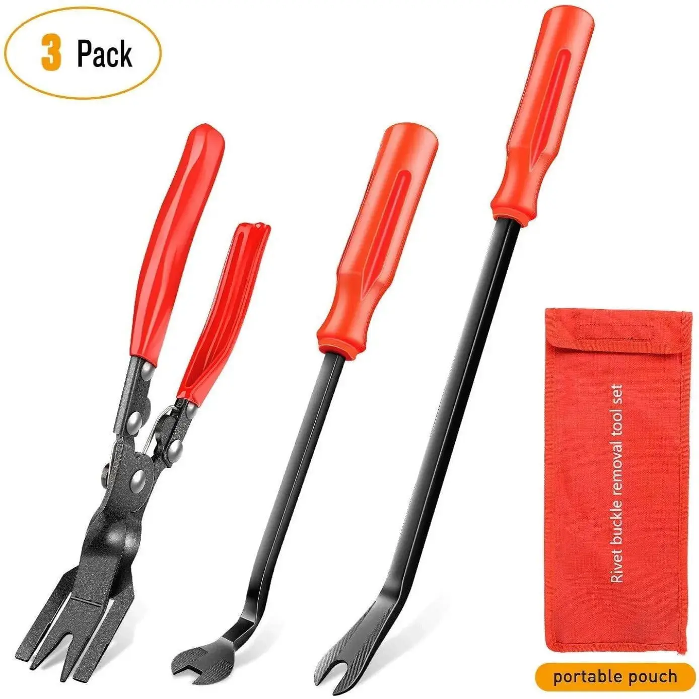 Nilight 3-Pcs Car Body Repair Clip Pliers Set - 5.5in Ergonomic Handle, Durable Car Tools with Multiple Uses for Automotive Interior Trimming, Comfortable Handheld Effort-Saving Fastener Remover