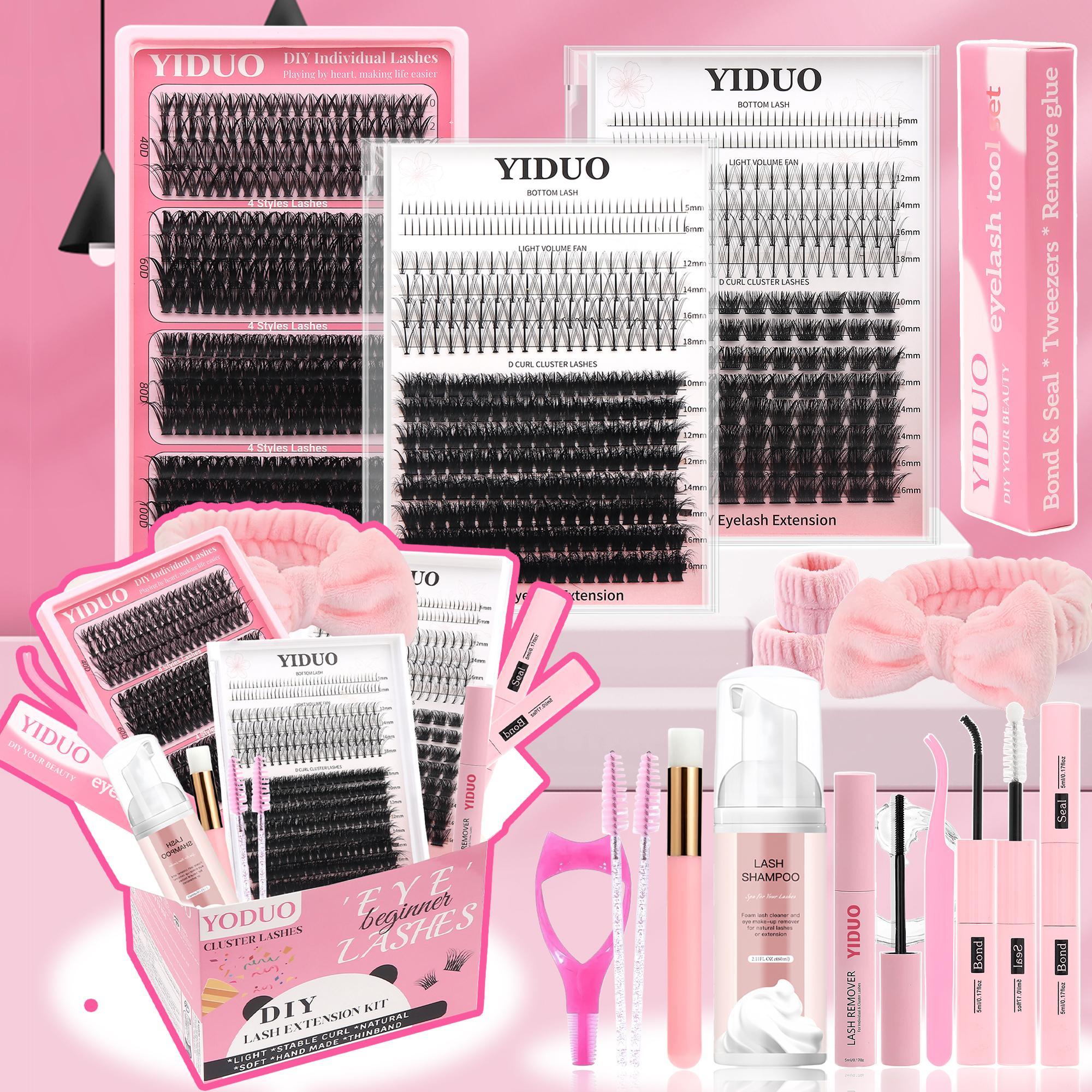 Mixed Length Individual False Eyelashes Kit, Lash Set, Natural-Look DIY Lash Clusters with Bond, Seal, Remover, Tweezers, Brush, and Headbands #GLOBAL PICKS