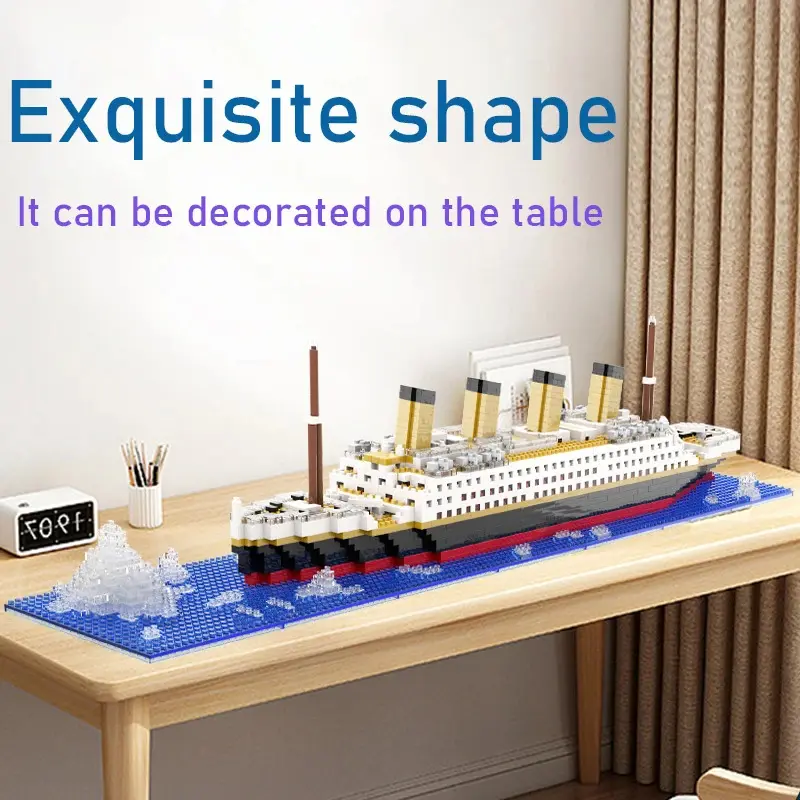 Titanic Giant Ship Building Brick Model Kit - 350pcs-box Plastic Composite Do-It-Yourself Small Particle Set, Desktop Assembly Toy for Children Over 6, Birthday Gift
