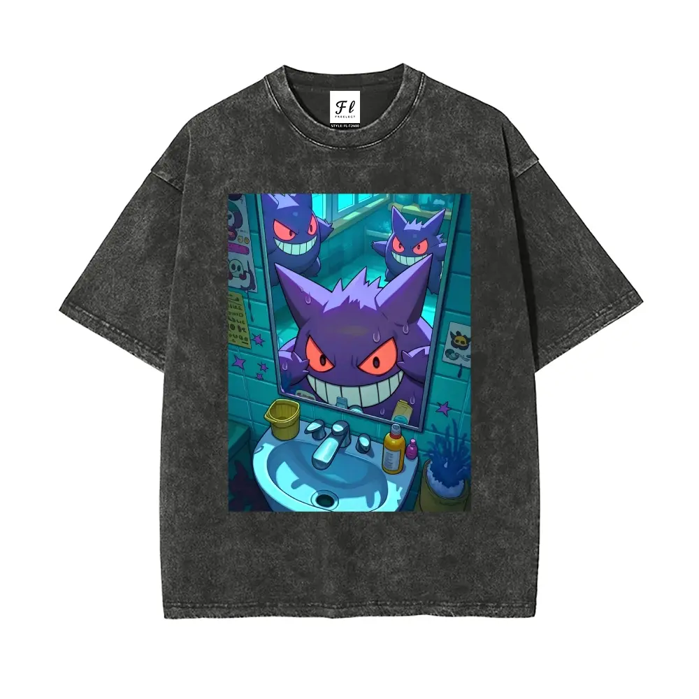 Unisex Graphict Washed T-Shirt Personalized Pattern Y2k Clothing Round Neck Washed T-Shirt,Women's Clothing 100% Cotton, Menswear, Top, Vintage Style,Summer Casual Oversized