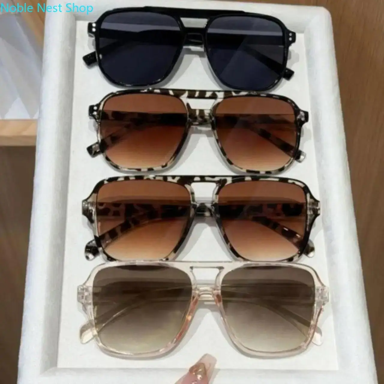 4-Pack Unisex Y2K Retro Aviator Sunglasses, Lightweight Square Polarized Trendy Shades, Fashion Eyewear for Everyday Casual Outfits & Outdoor Daily Activities