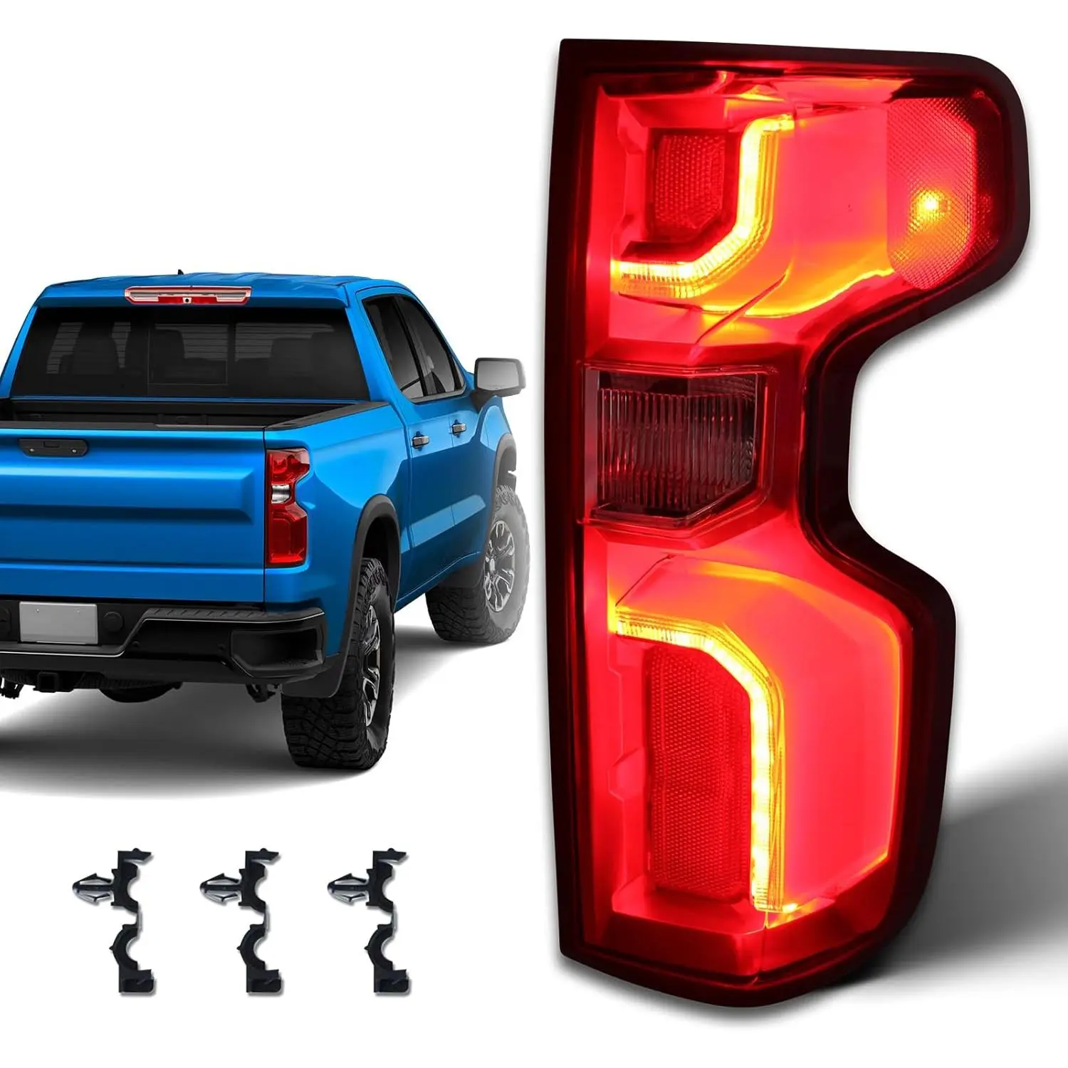 LED Tail Light Compatible with 2019-2026 Chevy Silverado 1500 RST/LT Trail Boss/LTZ/High Country/ZR2&2020-2023 Silverado 2500HD/3500HD High Country/LTZ OEM #   GM2801311 85727859 (Right Passenger Side ),flash