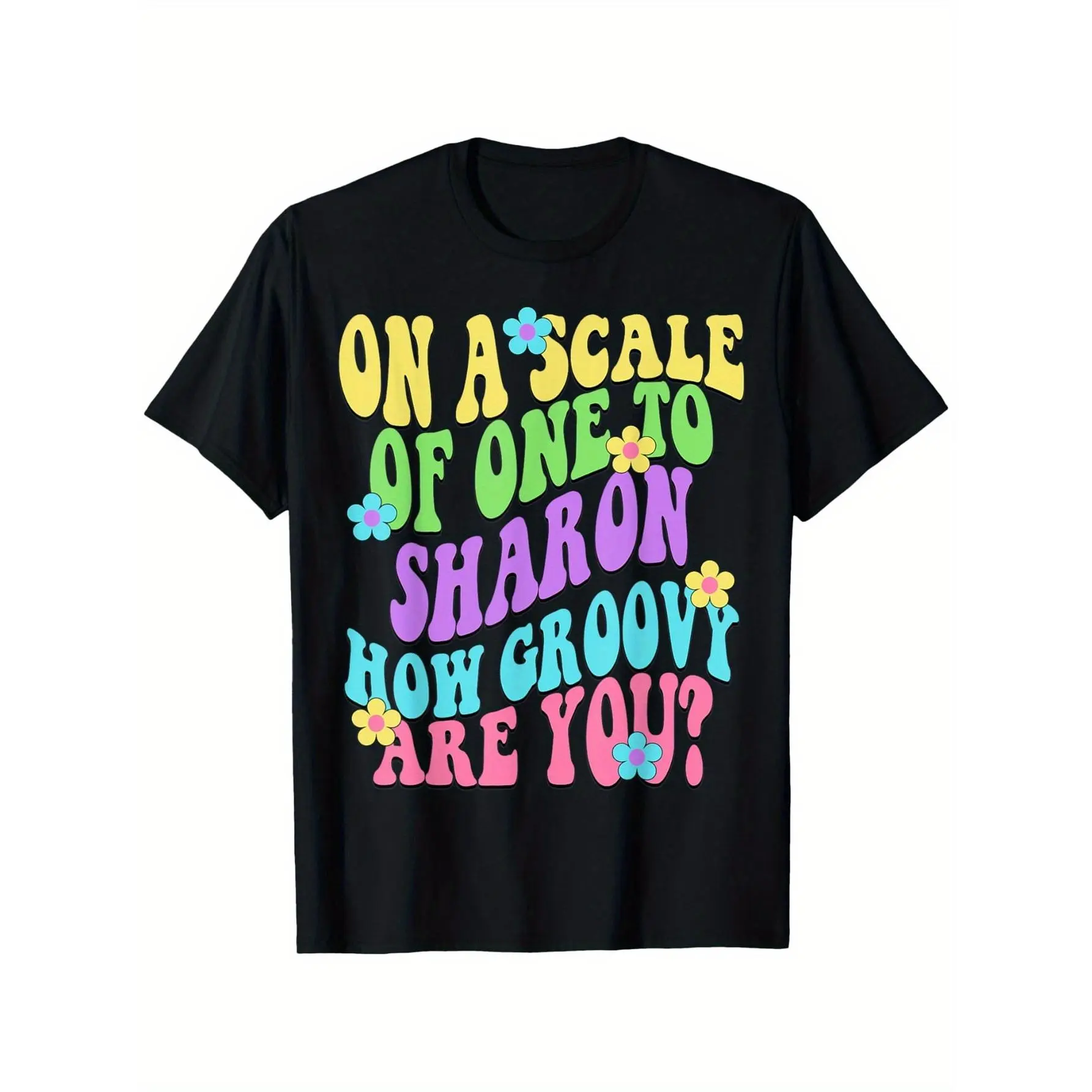 Sharon Groovy Name T-Shirt - Retro 60s Style, 100% Cotton, Black, Sizes S-XXXL, Perfect Gift for Men, Women, Dad, Mom, Friends, Casual & Outdoor Wear, Casual Wear Tshirt | Retro Style Shirt | Durable Printed Top, T Shirt