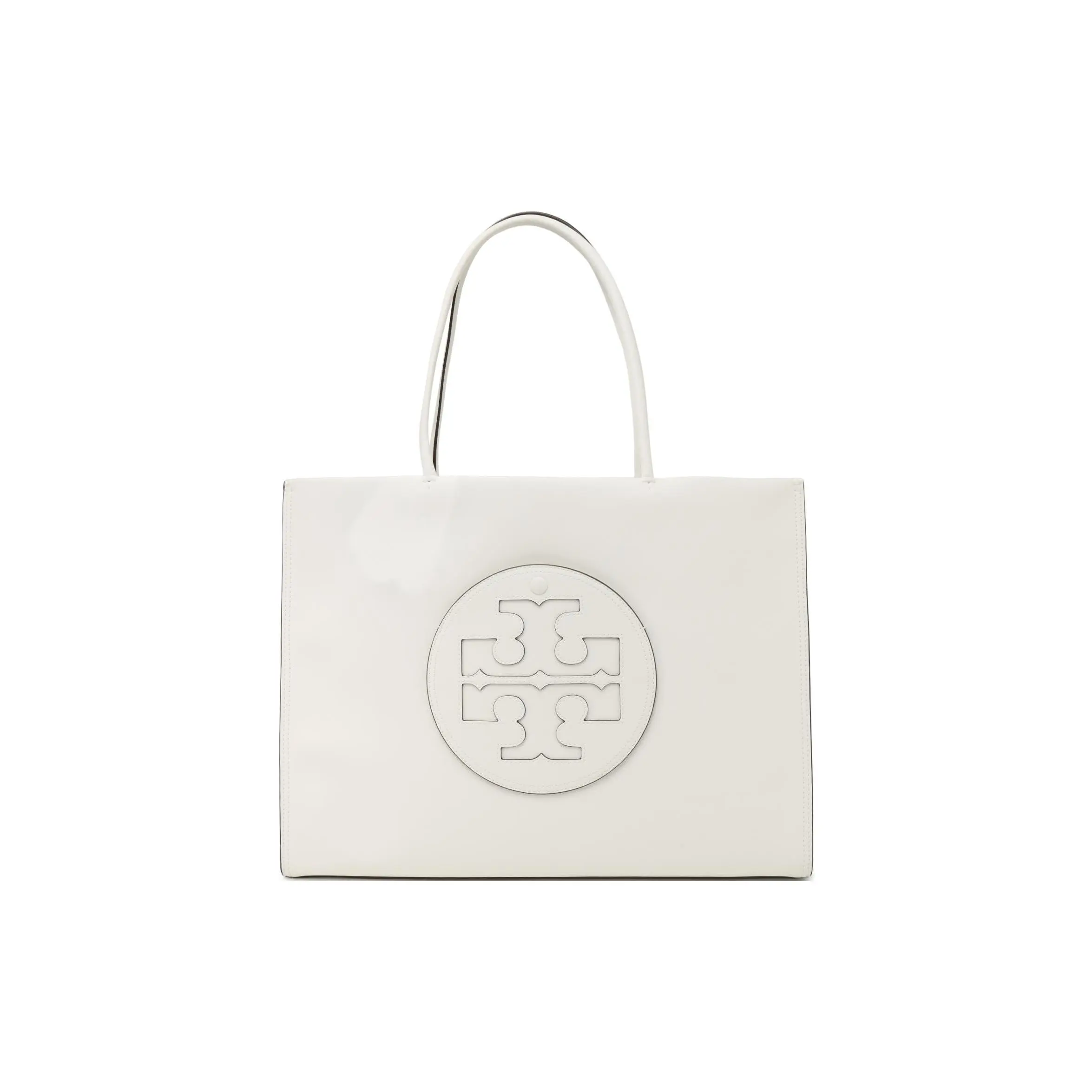 Tory Burch Ella Double-T Embossed Leather Tote Bag for Women, Classic Style, White