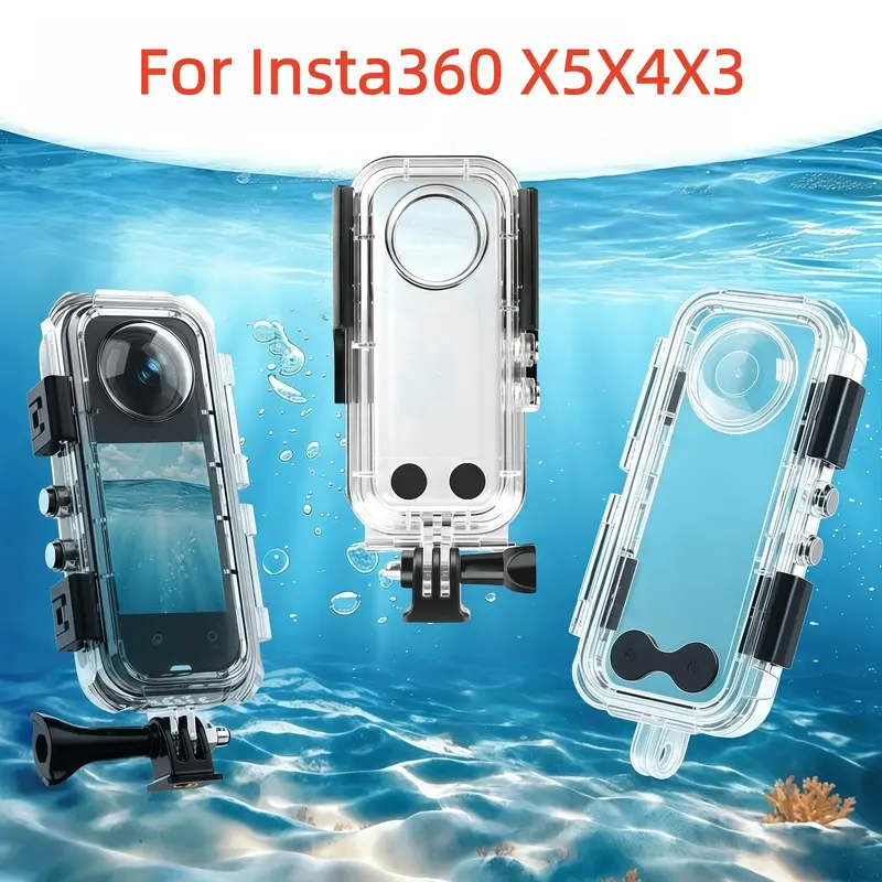 Invisible Dive Case for Insta360 X5 X4 X3, 147 ft 45 m Waterproof Housing with Tempered Glass Lens and Stainless Steel Buttons for Scuba Diving and Snorkeling