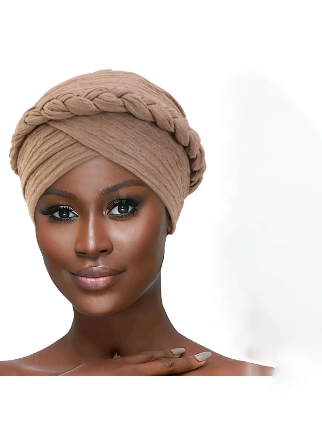 New pleated braided ethnic hat versatile solid color Indian turban hat braided hat