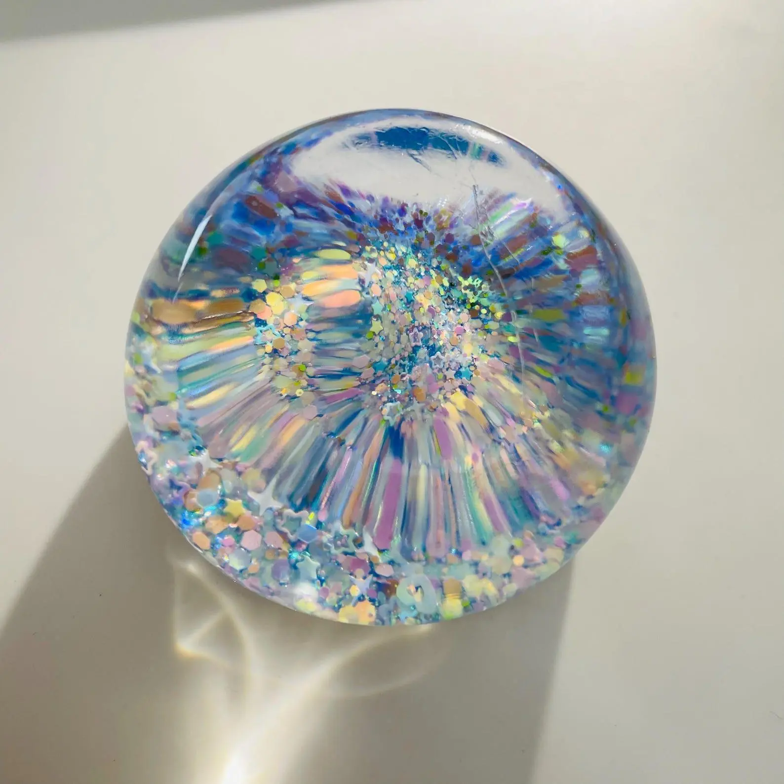 Handmade Clear Aurora Squishy Fidget Toy, Jelly Feel Silicone Desk Decor