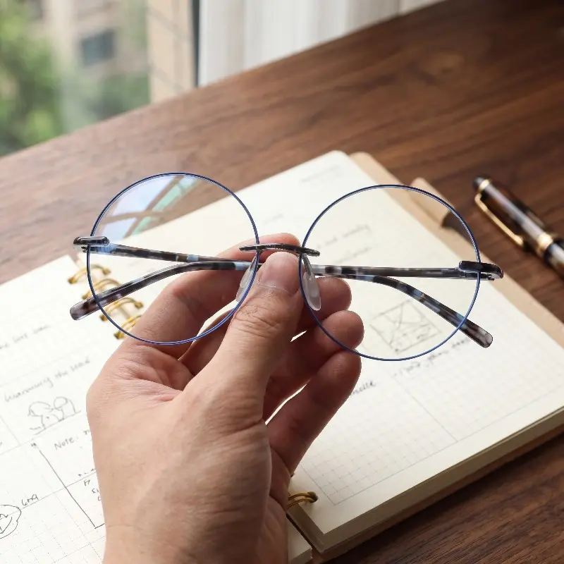 Retro Round Rimless Reading Eyeglasses Set - High Quality Eyewear, Lightweight Durable Frame Glasses, Stylish Minimalist Unisex Eyeglass Specs for Daily Use, Lightweight Durable Glasses