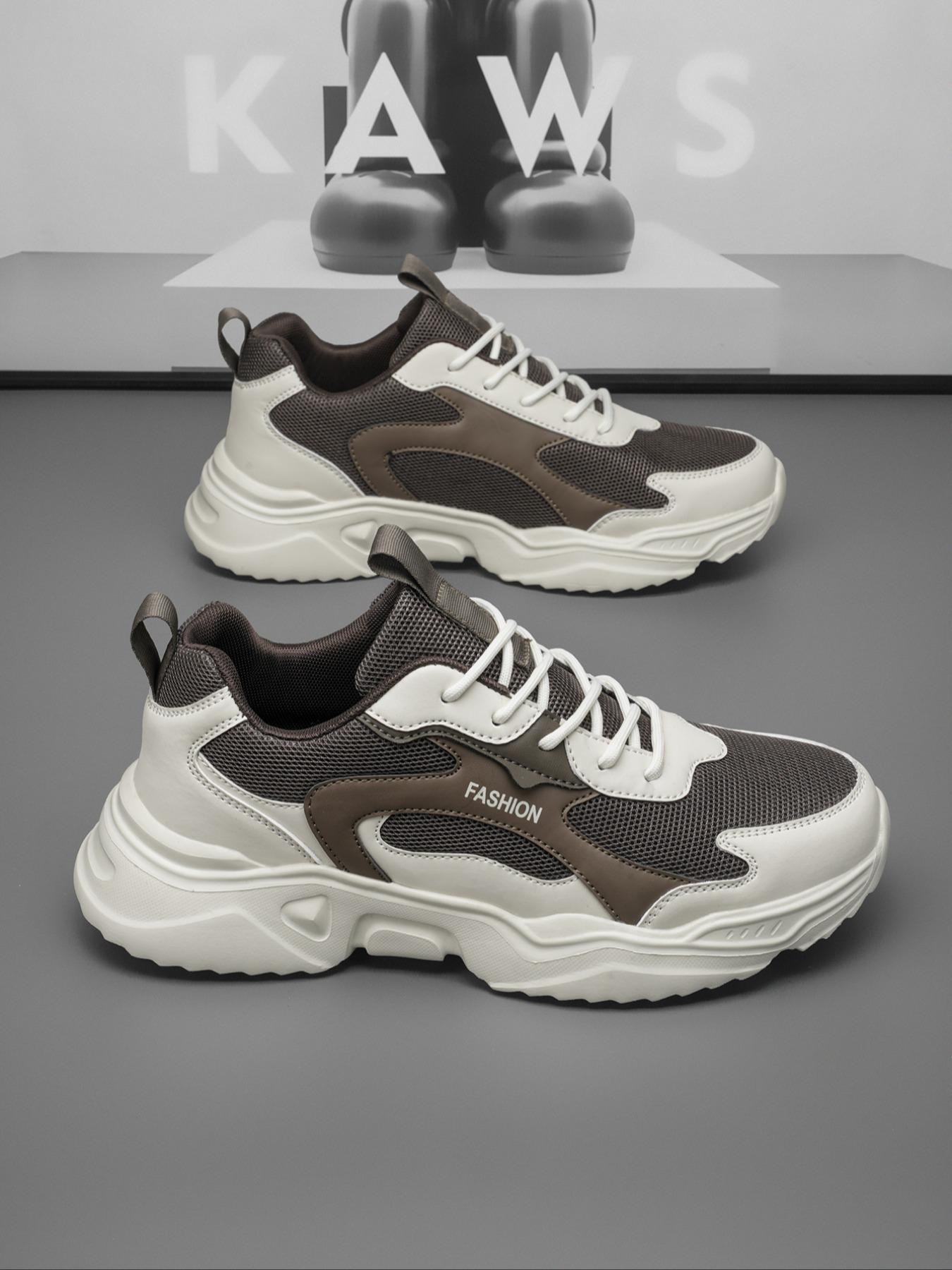 Men's Fashionable Patchwork Lace Up Low Top Sneakers, Casual Comfortable Sports Running Shoes, Trendy All-match Sneakers for Daily Wear