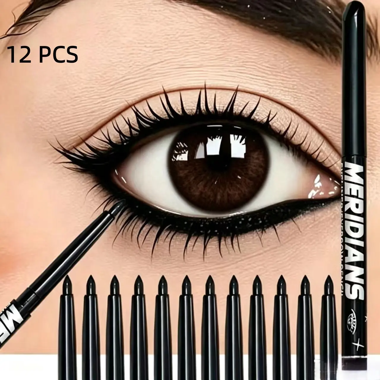 12-Pack Ultra-Fine Eyeliner Pencils, Waterproof Sweat-Resistant, Smooth Long-Lasting, Smudge-Proof, No Panda Eyes, Eye Area Use Cosmetic