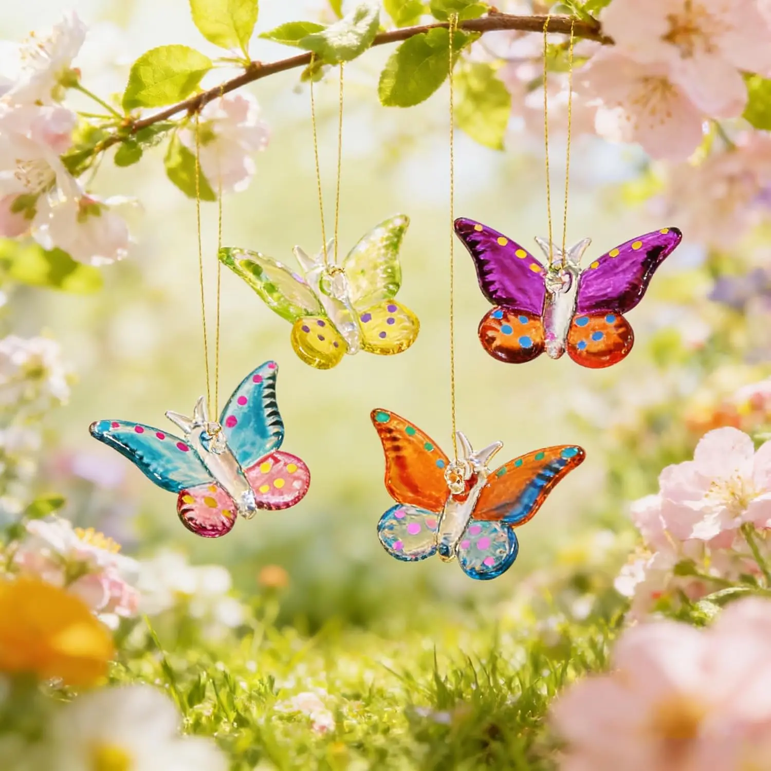 Set of 4  Butterfly  Ornament 1.7in Glass Butterflies Gifts