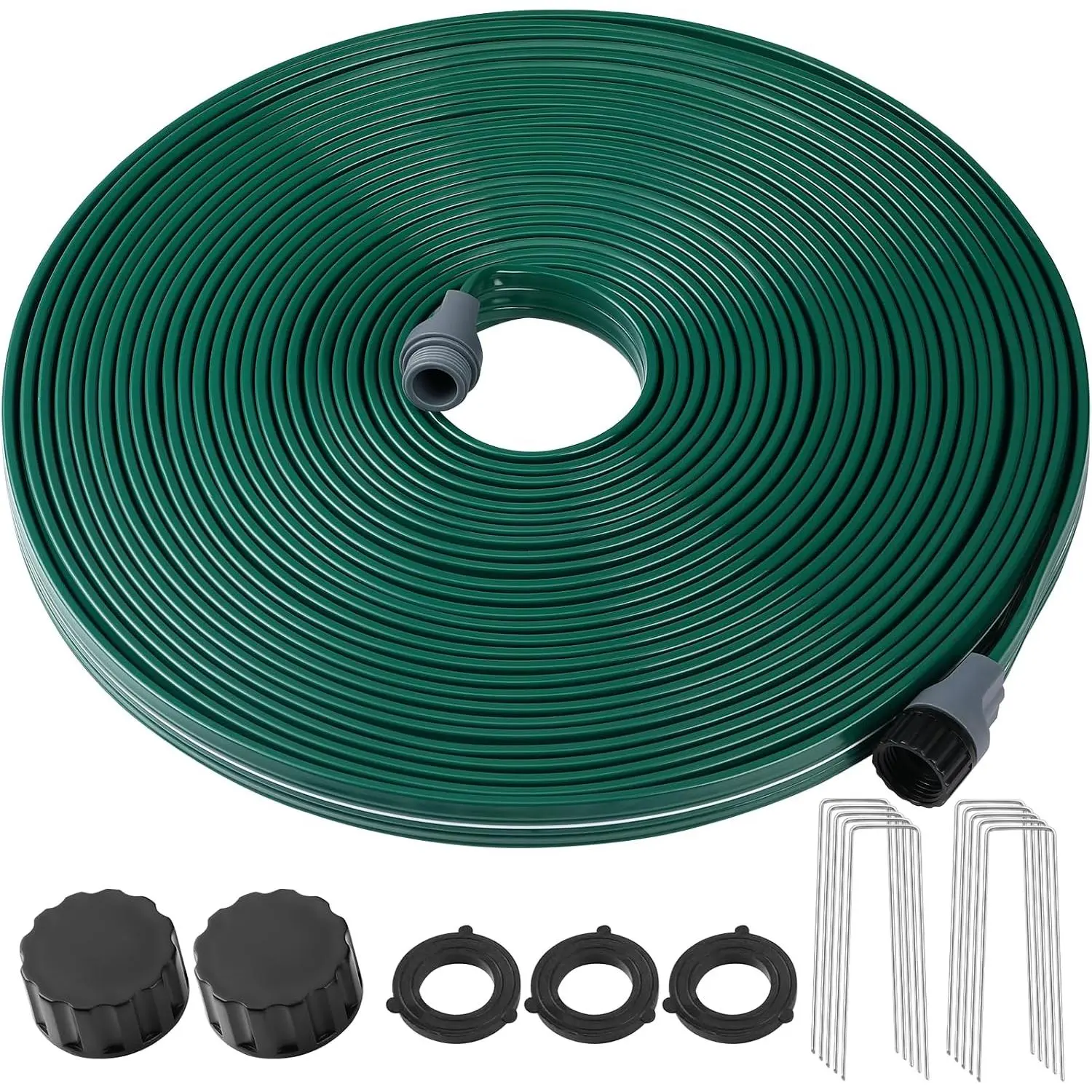 Soaker Sprinklers Hose 50ft Water Hose, Garden Drip Soaker Watering Premium Flexible Irrigation Hose, High-Efficiency Water-Saving with Stakes