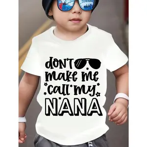 Kids' Crew Neck Graphic Letter Print White Cotton T-Shirt - Medium Stretch Knit, Regular Fit, 10-11 Years, Short Sleeve, Casual Tee for Boys & Girls, Spring/Summer/Fall